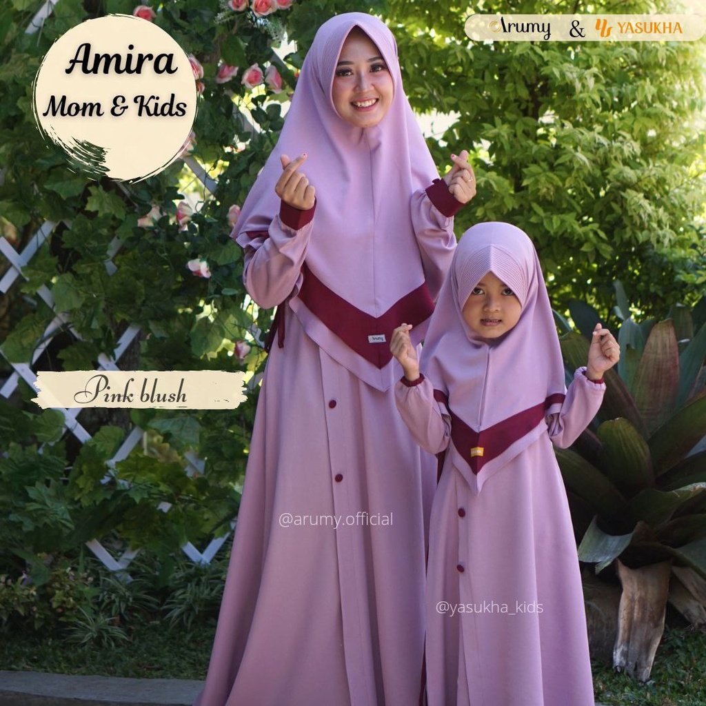 GAMIS COUPLE IBU ANAK AMIRA BY ARUMY OFFICIAL YASHUKA KIDS DRESS SET KHIMAR SYARI BUSUI WUDHU FRIEND
