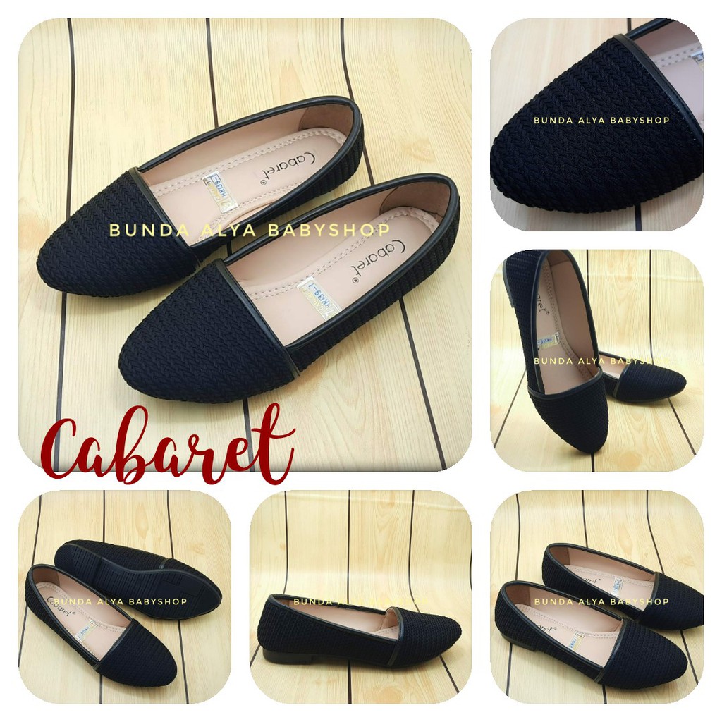 Sepatu Wanita Slipon Premium  HITAM Suede SIze Size 37 - 40 Cabaret - Sepatu Flatshoes Perempuan Bagus