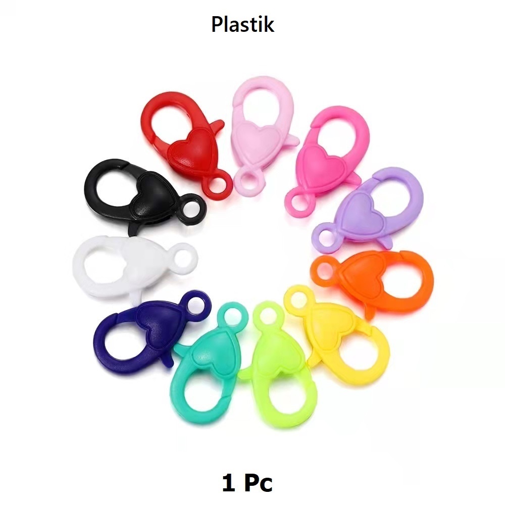 Kait Lobster Embos/Kokot Udang Motif Love Plastik Warna-Warni Harga/1pc