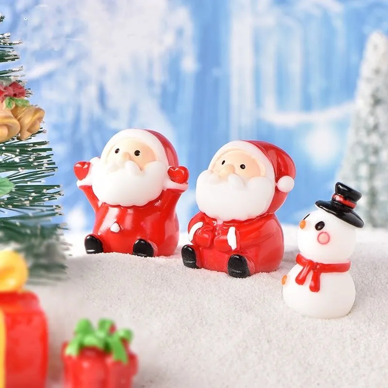 Figurin Kartun Santa Claus Snowman Bahan Resin Untuk Dekorasi Natal