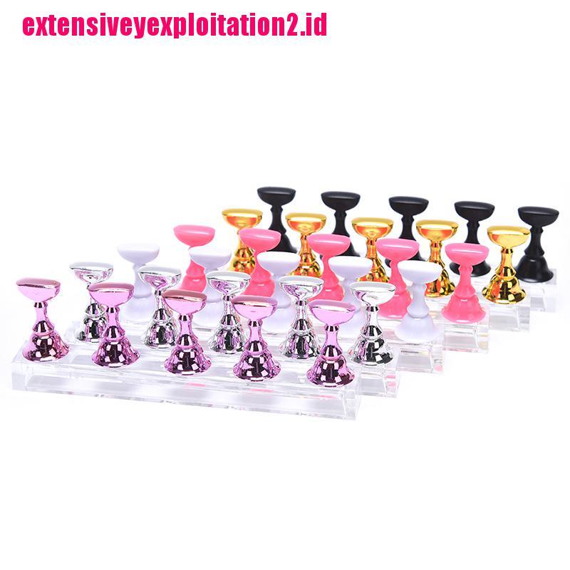 &lt; E2id &amp; &gt; 1 Set Stand Display Kuku Palsu Akrilik Untuk Latihan Nail Art