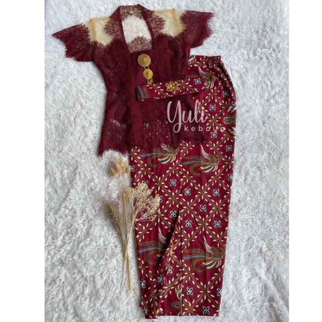 Set kebaya Rangrang Jadi Modifikasi Modern | Kebaya Merah Maroon