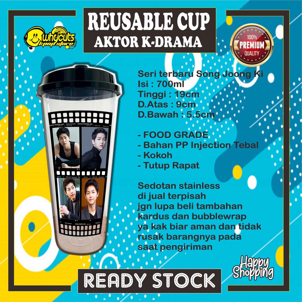 [WAJIB Beli Bubble]Reusable Cup edisi ACTOR KDRAMA LEE MIN HO,LE SEUNG GI,PARK BO GUM,SONG JOONG KI