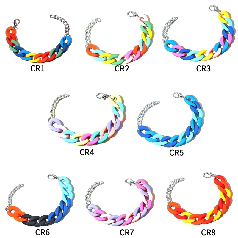 Gelang Rantai Bahan Akrilik Resin Matte Warna-Warni Untuk Wanita