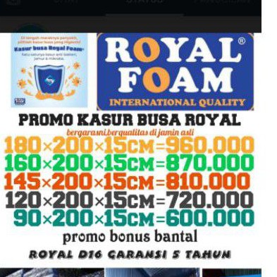 Kasur Busa ROYAL FOAM D16 Kuning