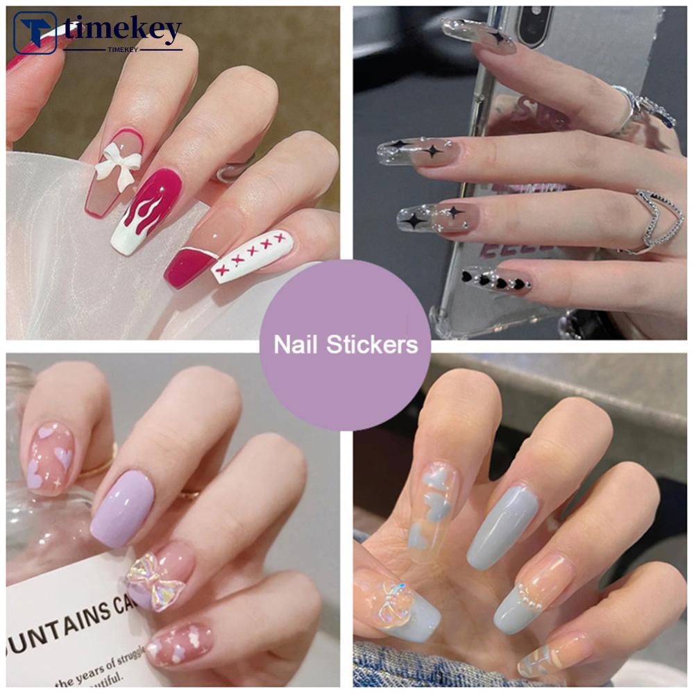 Timekey 24pcs / set Kuku Palsu Bisa Dilepas Untuk Aksesoris Nail Art / Manicure A3K2