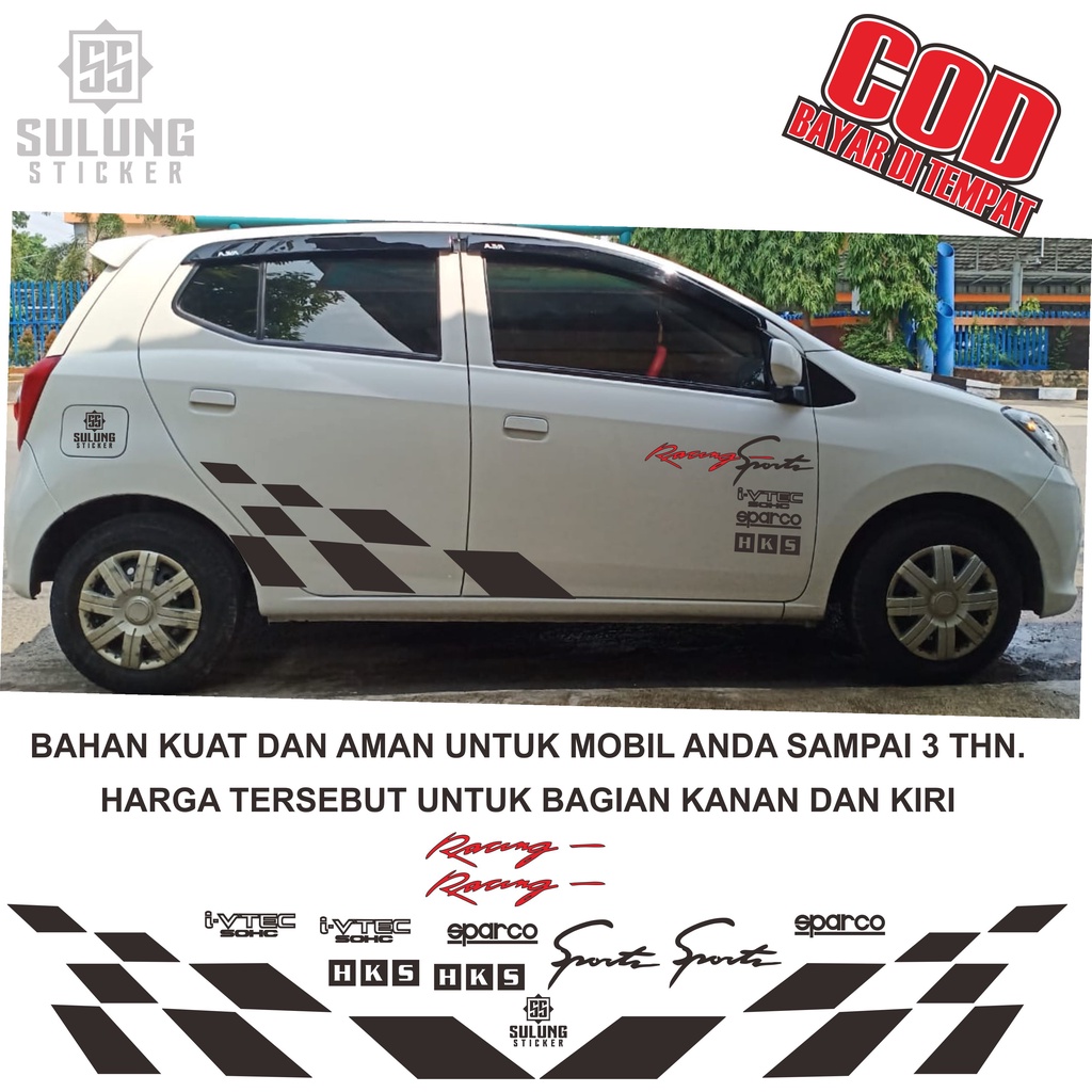 Stiker Mobil Simple Agya Ayla Yaris Jazz Brio Variasi Cutting Sticker Competition Aksesoris Keren Simpel Terbaru