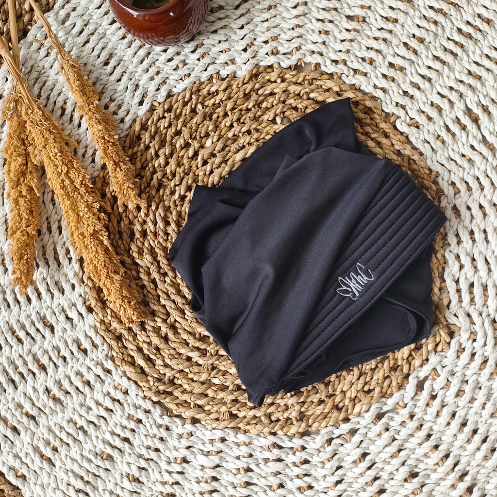 Jilbab Sport Murah Hijab Olahraga Bergo Jersey Instant Premium || Hijab volly-HITAM SHORT