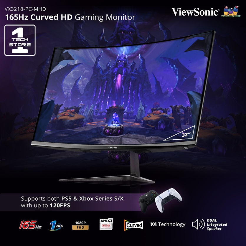 Monitor Gaming 32" ViewSonic VX3218-PC-MHD | 165Hz | 1ms | Curved | Free Sync