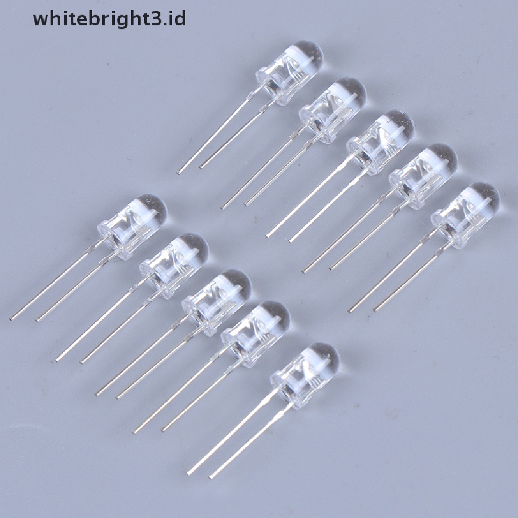 (whitebright3.id) 100 Pcs Lampu LED 5mm Warna Putih / Hijau / Merah / Biru / Kuning