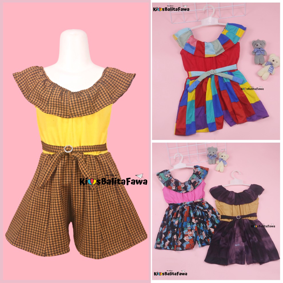 Jumpsuit April uk 1-2 Tahun / Baju Anak Perempuan Pakaian Murah Balita Cewek Adem Baju Pesta Import