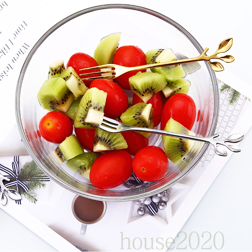 [HOUSE2020]Dessert Snack Fork Home Restaurant Stainless Steel Tableware Fruit Cake Ice Cream Fork, Silver