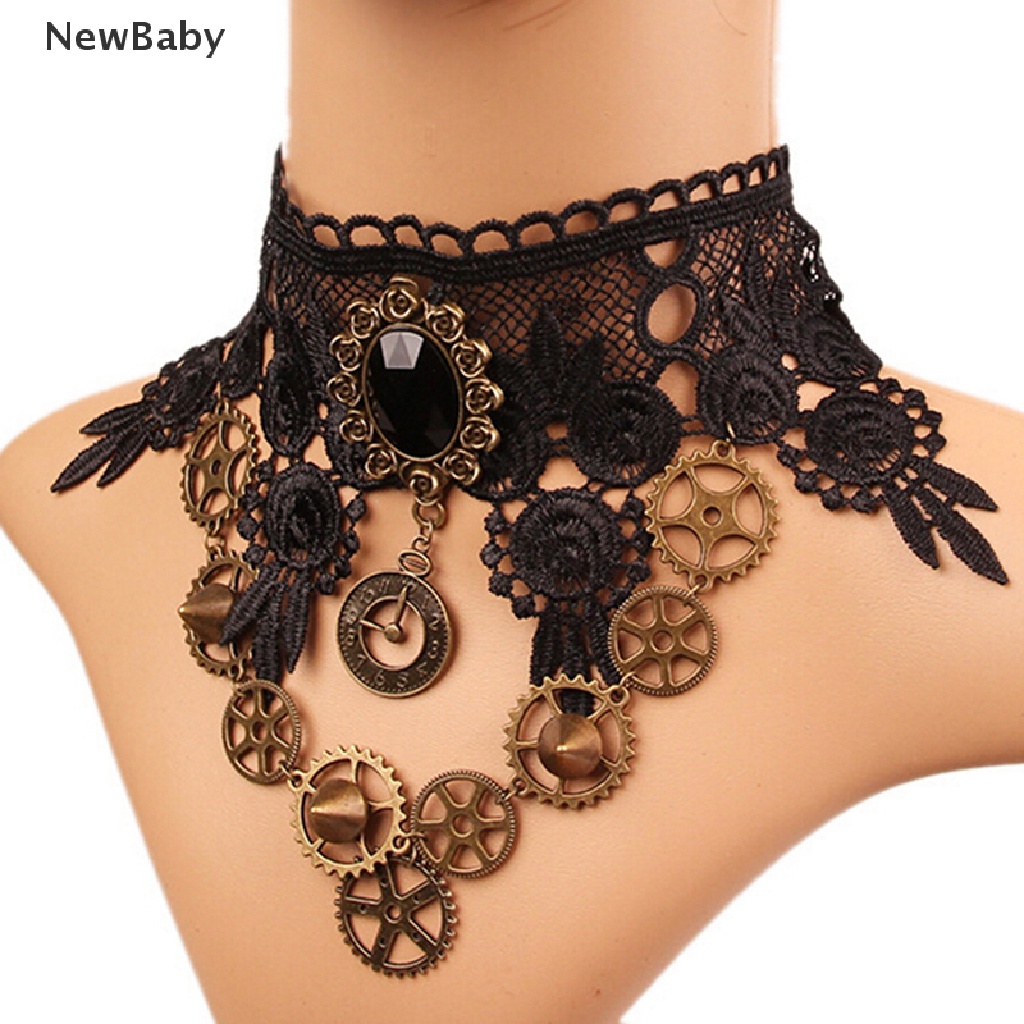 Kalung Choker Lace Gaya Gothic Vintage Steampunk Untuk Hadiah Perhiasan Wanita