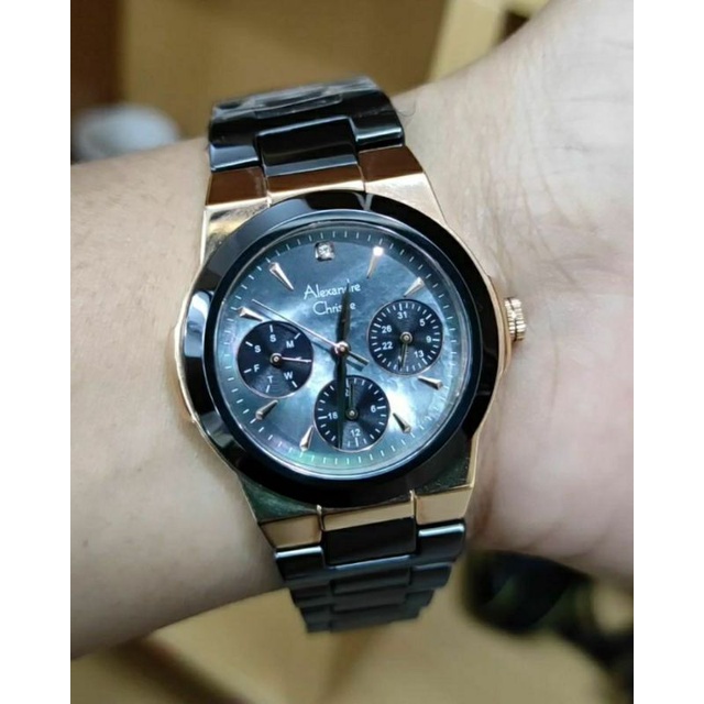 jam tangan Alexandre Christie keramik ladies original