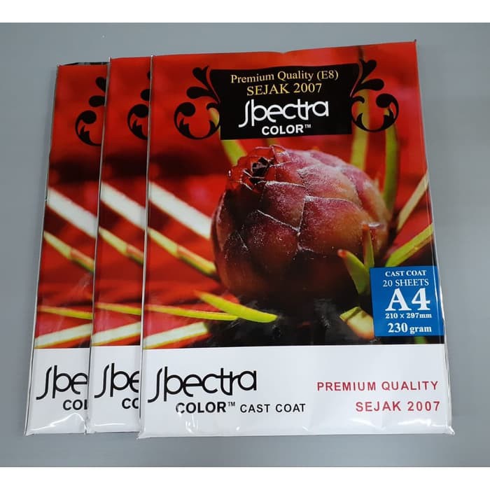 

KERTAS FOTO SPECTRA COLOR GLOSSY PAPER A4 230 GRAM 20 LEMBAR