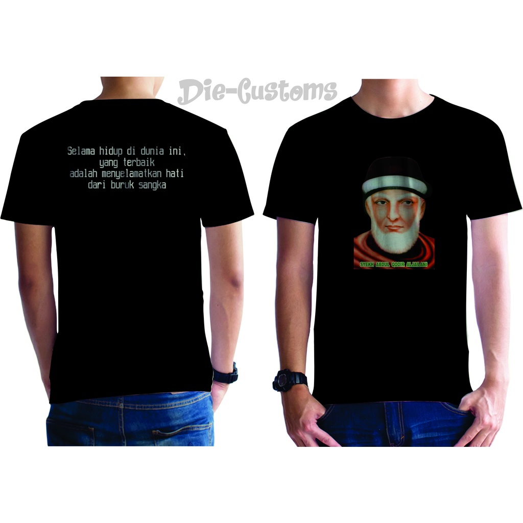 Kaos Syekh Abdul Qodir Al-Jailani/Kaos Distro Bandung/Sablon Kaos Satuan/Free Tambah Nama atau Logo