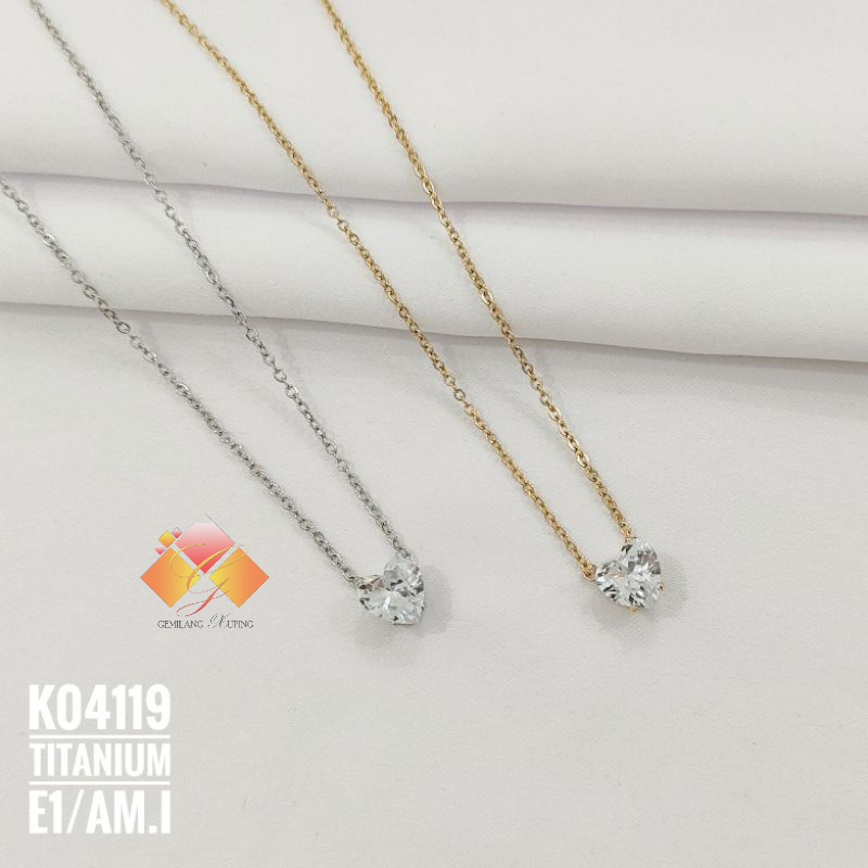 Kalung Titanium Rantai Love Zircon K04119