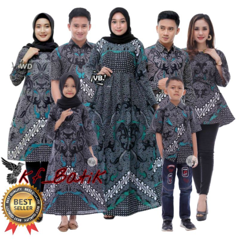 Batik Couple keluarga sania ruffle ori ndoro jowi dnt teruntum dimensi abu