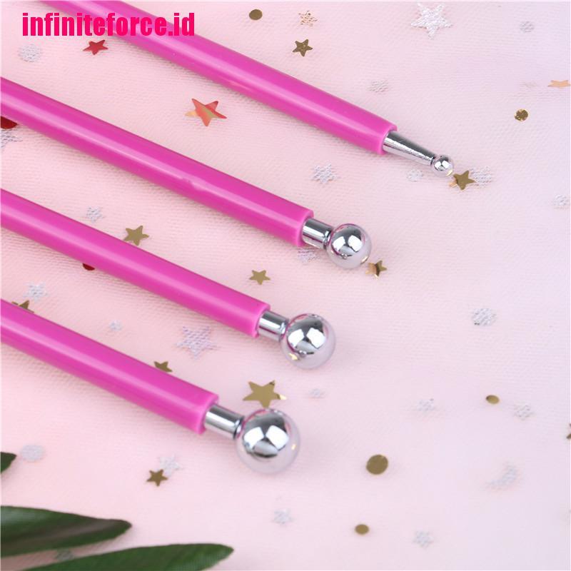 4 PCS Fondant Cake Decorating Pen Metal Ball Flowers Sugar Craft Modelling Tools