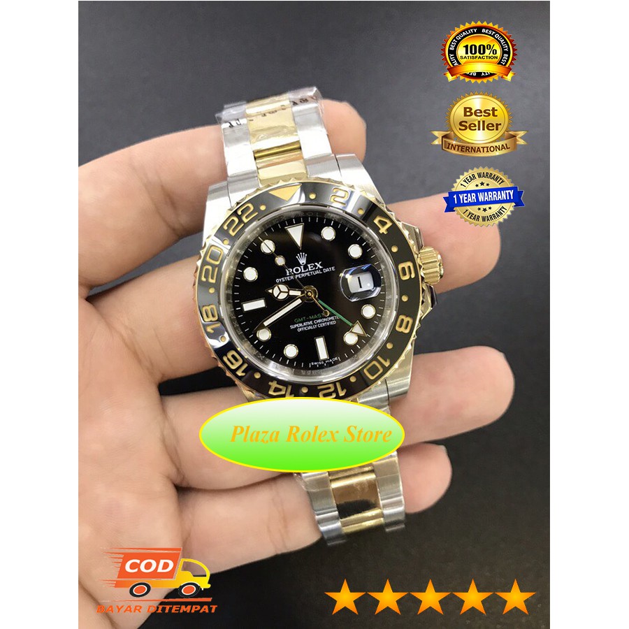 Jam Rolex GMT Master Two tone Swiss ETA 904L 1:1 Warranty 1 Year