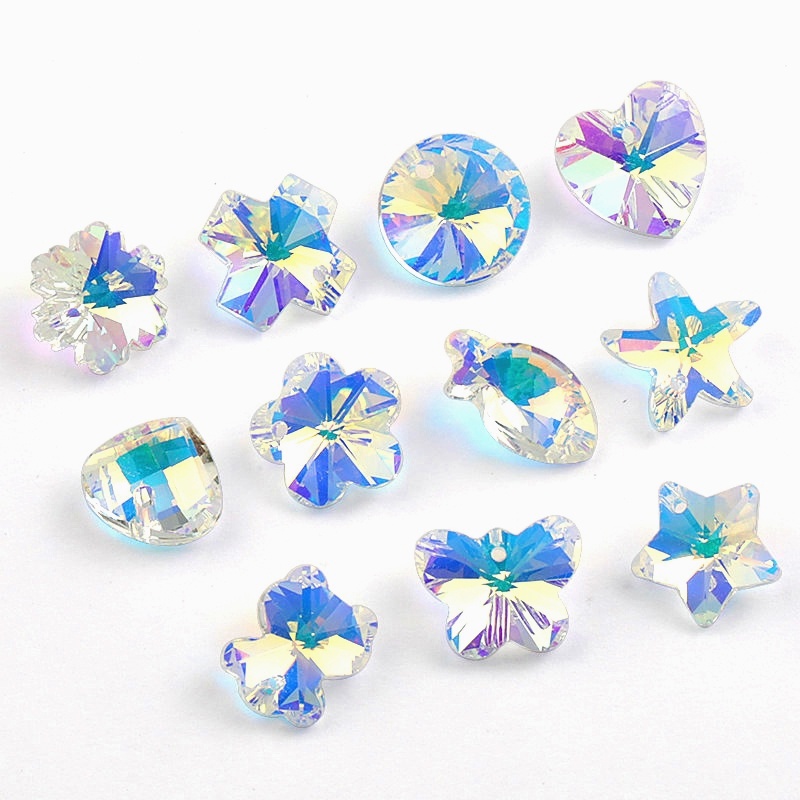 AB Crystal Glass Beads Gem liontin untuk gelang kalung anting -anting diy perhiasan 28pcs/pack 14mm