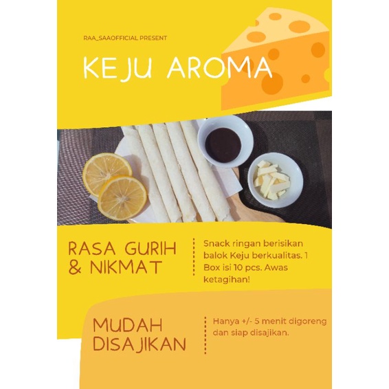 Keju Aroma Raasaa/Cheese Roll Raasaa/Keju Aroma/Cheese Roll/Cheese Stick/Makanan Ringan/Snack Keju