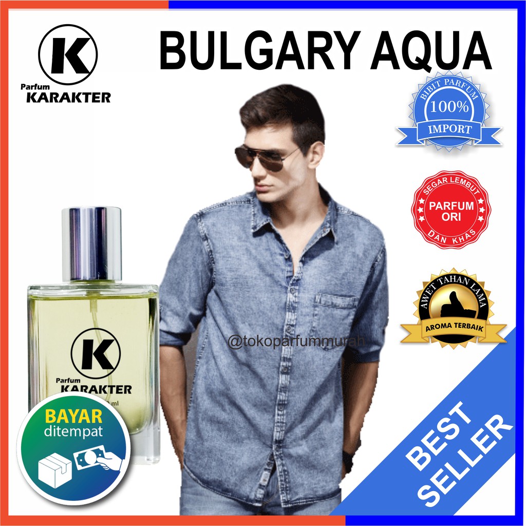 Bisa Cod | Parfum Cowok Bvlgary Aqua  Bibit Parfum Import Wangi &amp; Tahan Lama  Kemasan 50ml