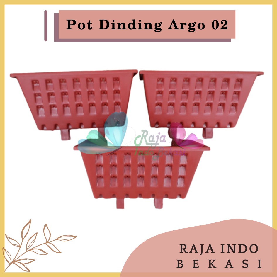 Pot Dinding Argo 02 Coklat Merah Bata Terraccota Terakota - Pot Dinding Tempel Cantol Argo 02 21 22 Cm Vertical Garden