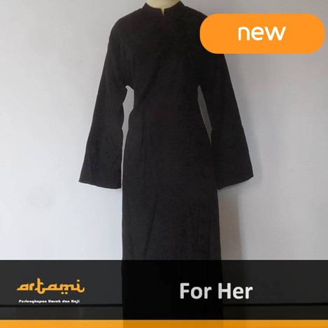 Baju Ihrom Gamis Hitam Katun Bordir