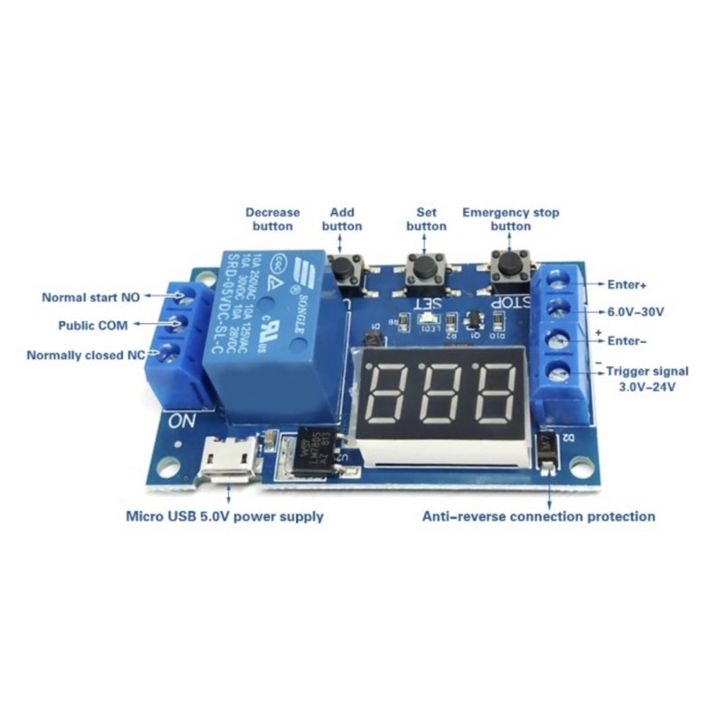 Relay Timer Display 4Tombol DC 6V~30V Delay Time Module Switch Control