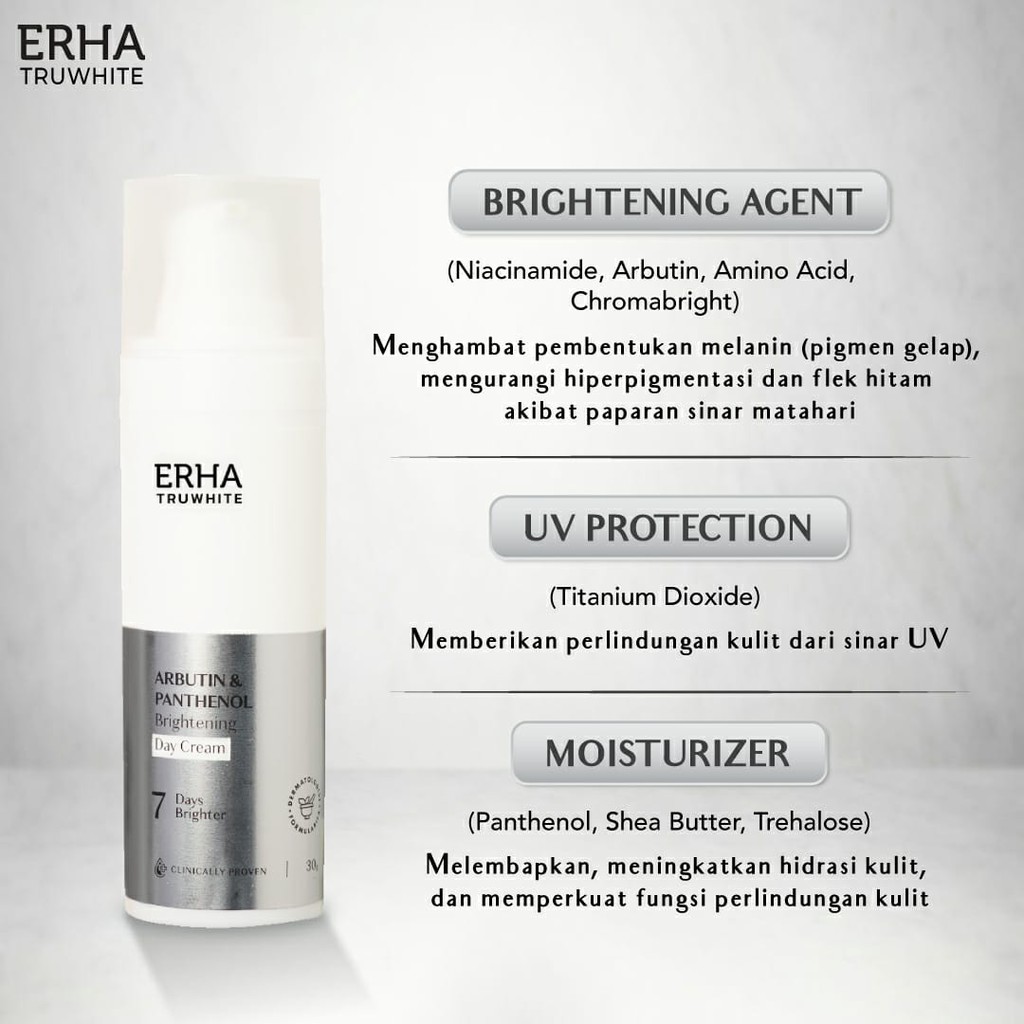 erha21 ERHA Truwhite Arbutin &amp; Panthenol Brightening Day Cream 30g