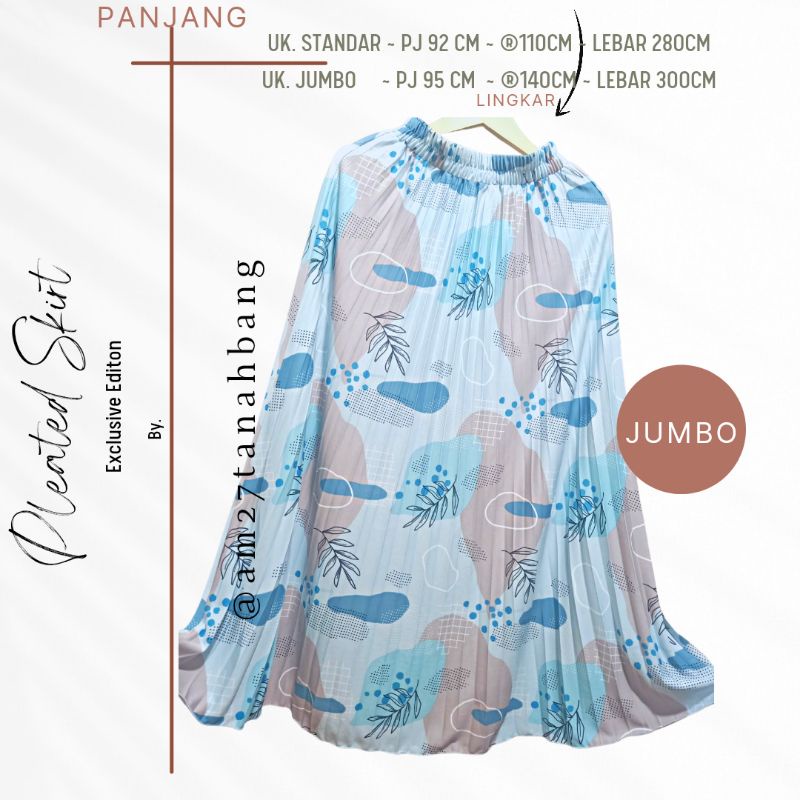 AM27 ROK PLISKET WANITA DEWASA Panjang Muslim MOTIF KEMBANG LILY + EXCLUSIVE JUMBO