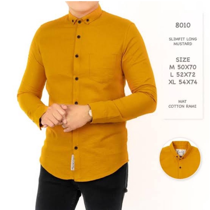 MOODA MOODY - Kemeja Laki Laki Lengan Panjang Warna Kuning Kemeja Laki Laki Lengan Panjang Import Ke