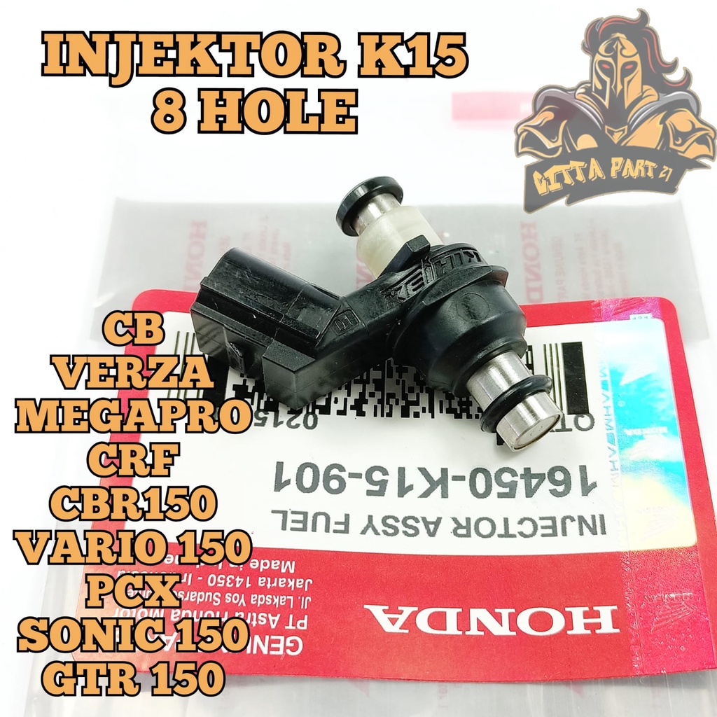 INJEKTOR HONDA AHM K15 8 HOLE KUALITAS ASLI ORIGINAL HONDA AHM PRESISI SEMPROTAN BENSIN LANCAR LANSUNG NYARA AWET DAN DIJAMIN PUAS / INJEKTOR CB / INJEKTOR PCX / INJEKTOR CBR150R / INJEKTOR CB150R / INJEKTOR  MEGAPRO / INJEKTOR GTR 150 / INJEKTOR VERZA