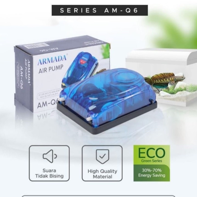 MESIN AERATOR 2 LUBANG ARMADA AM Q6 BIRU AERATOR AQUARIUM MESIN AERATOR AQUARIUM GELEMBUNG UDARA