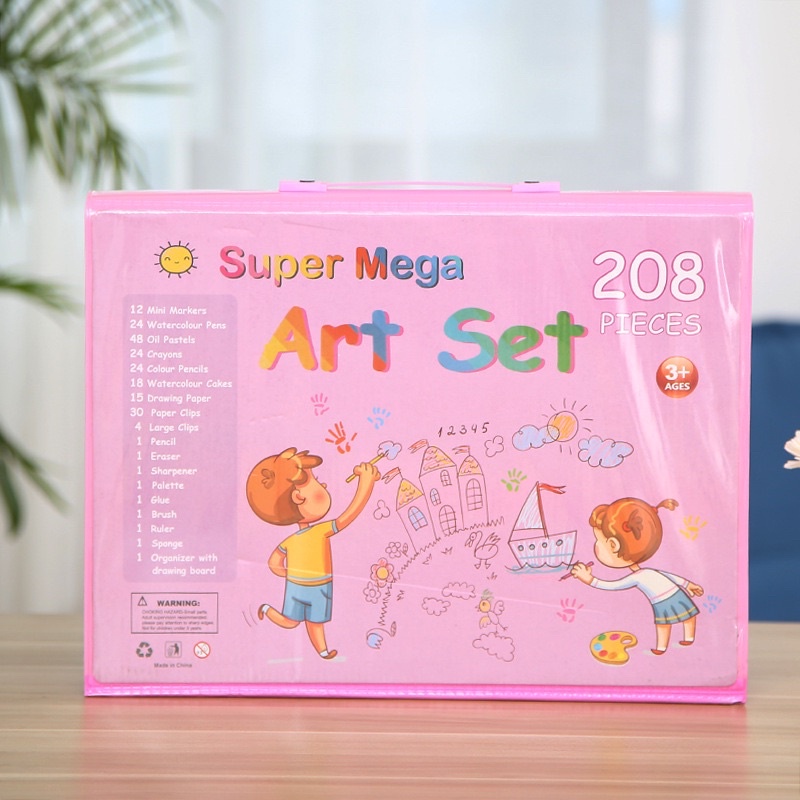 BS545 Crayon Anak 208pcs Set / Alat Melukis Anak Super Mega / Alat Menggambar Anak