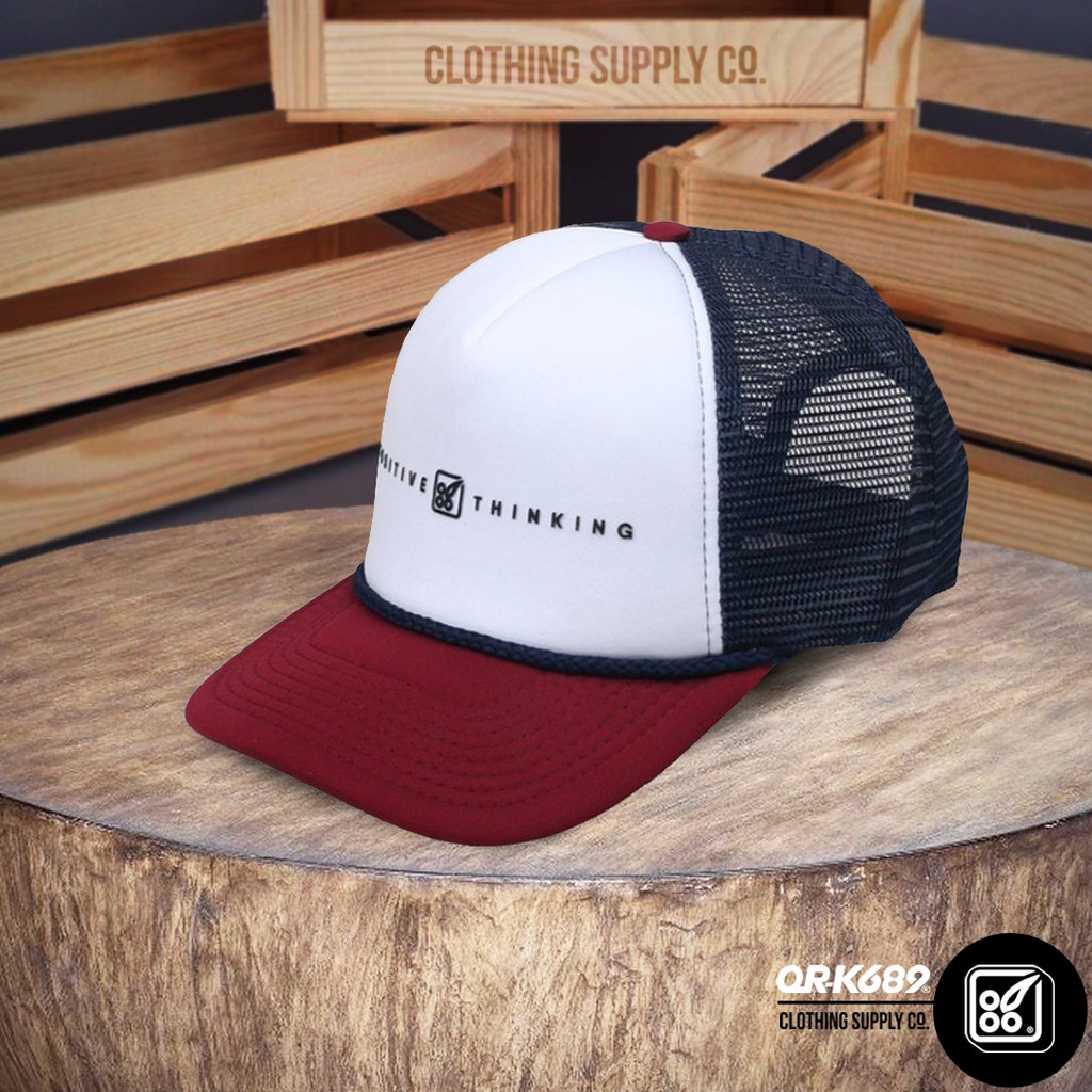 Topi Pria Distro  Original Trucker hat  Topi Jaring Ork689 Logposthi White Navy
