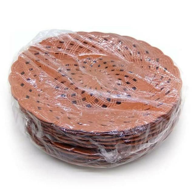 Piring plastik anyaman 1lusin 12pcs