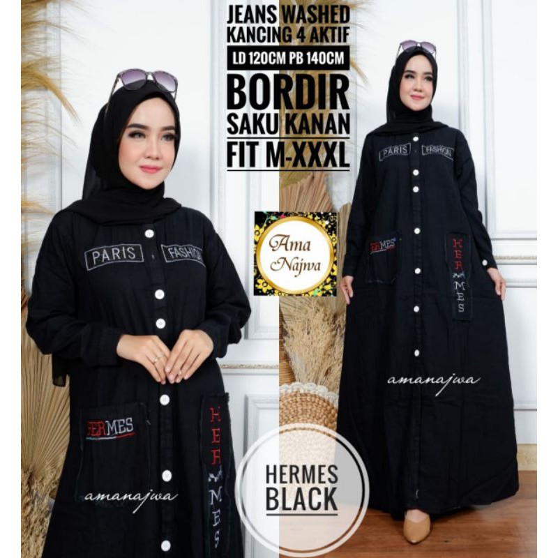 GAMIS HERMES BLACK BY AMA NAJWA