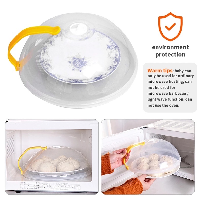 [1 Pc Pack Multifunctional Microwave Oven Food Cover] [Transparent Plastic Anti-Sputtering Reusable Cover With Handle] [Household Heat Resistant Food Lid Adjustable Steam Vents Holes]