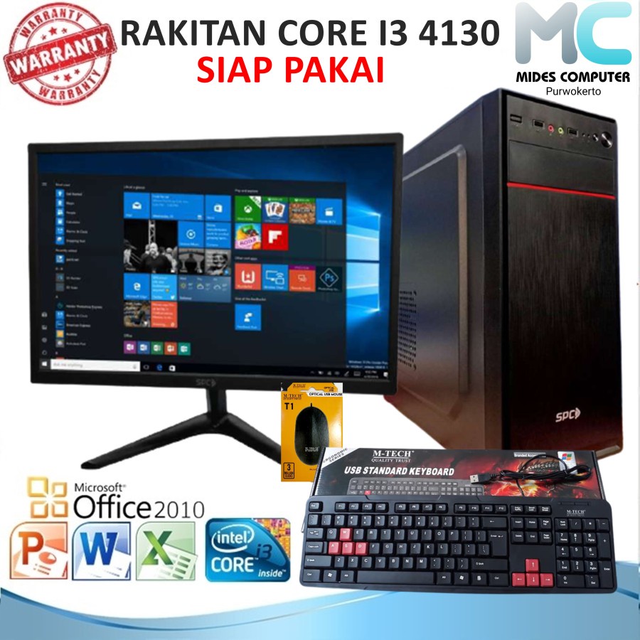 Paket Pc Cpu Rakitan Core i3 4130 monitor 19inch siap pakai satu set