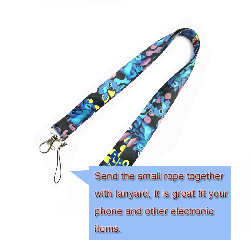 Tali Lanyard Gantung Leher Holder Kartu ID / Kunci / Handphone Desain Stitch 11 Gaya