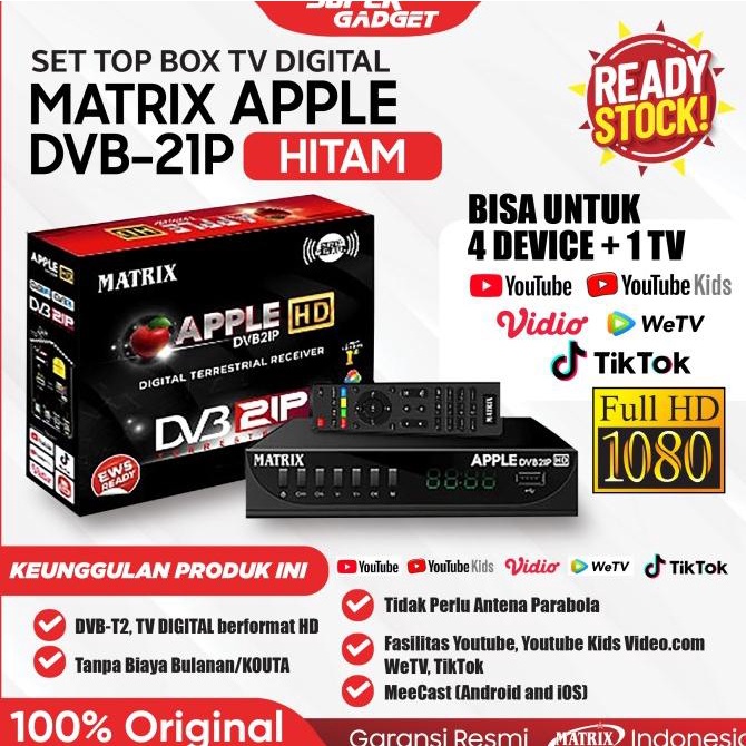 Set Top Box Matrix Apple DVB2IP STB Antena TV Digital Wifi Hitam