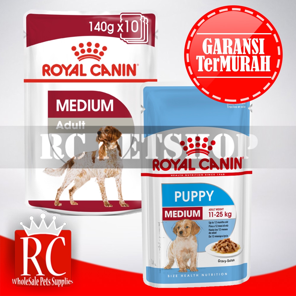 ROYAL CANIN MEDIUM PUPPY / ADULT WET POUCH MAKANAN ANJING BASAH 140 GR