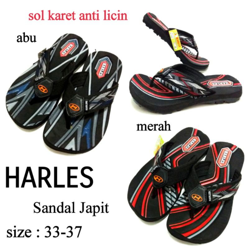 SANDAL JEPIT ANAK COWOK MURAH HARLES SIZE 33-37 SANDAL MURAH TERBARU SOL KARET ANTI LICIN