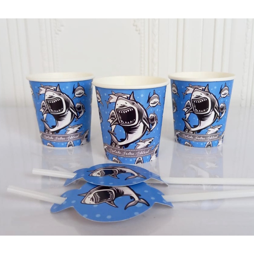 gelas kertas paus / gelas kertas shark / gelas kertas custom paus / gelas kertas custom paus / paper