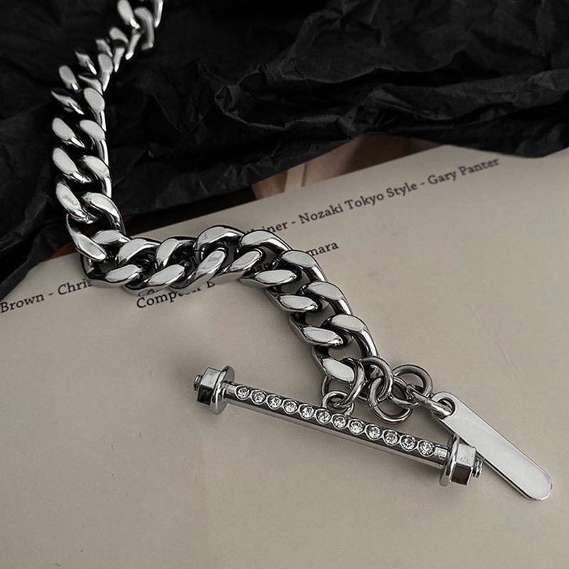 Gelang Rantai Bahan Stainless Steel Gaya Hip Hop Untuk Pria Dan Wanita