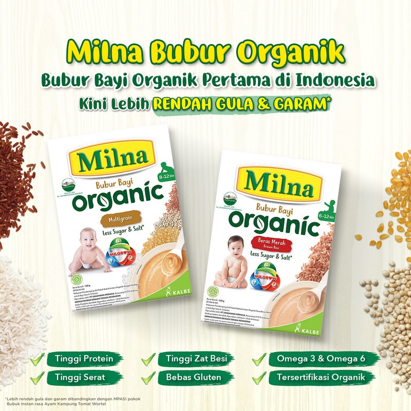 Milna Bubur Organik 6+ Beras Merah 120G (2 Pack)