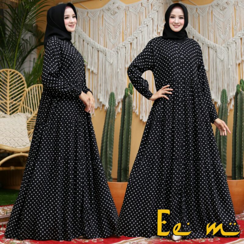 Gamis Polkadot Hitam
