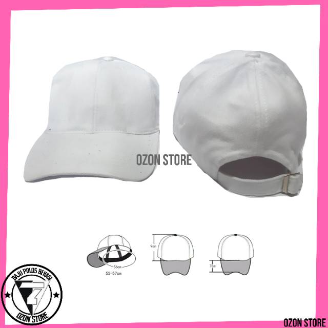 Topi Baseball Distro Caps Polos Pengait Besi Bahan Rapel Premuum - Putih